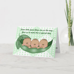 Triplets Green Baby Shower Pea in a Pod Invitation