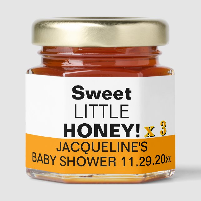 Triplets Orange Baby Shower Sweet Little Honey Honey Jar Favors (Front)