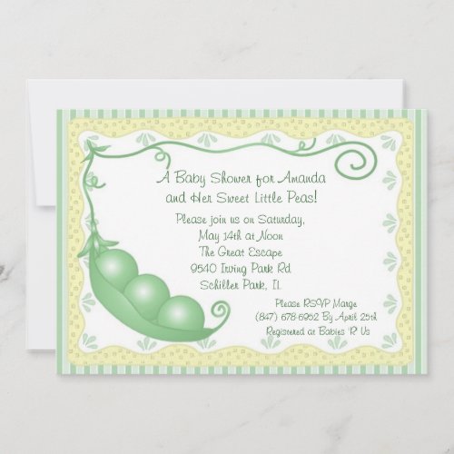 Triplets Peas in a Pod Baby Shower Invitation