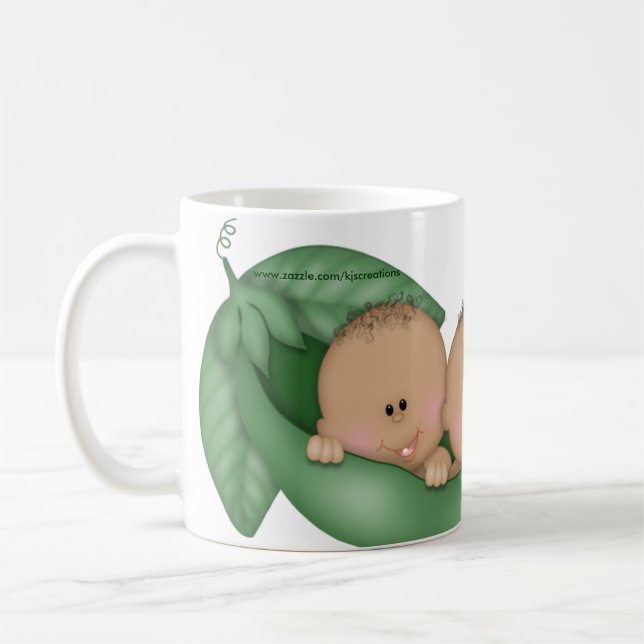 TRIPLETS PEAS IN POD African American Baby Mug Cup (Left)