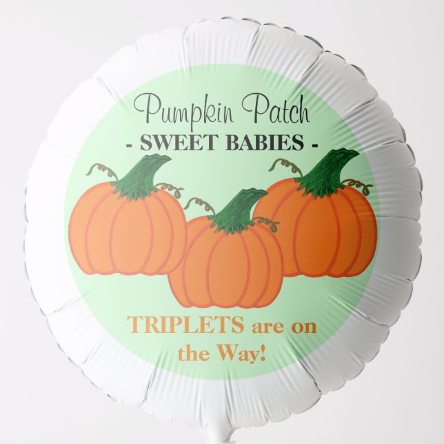 Triplets Pumpkin Patch Baby Shower  Balloon (Front)