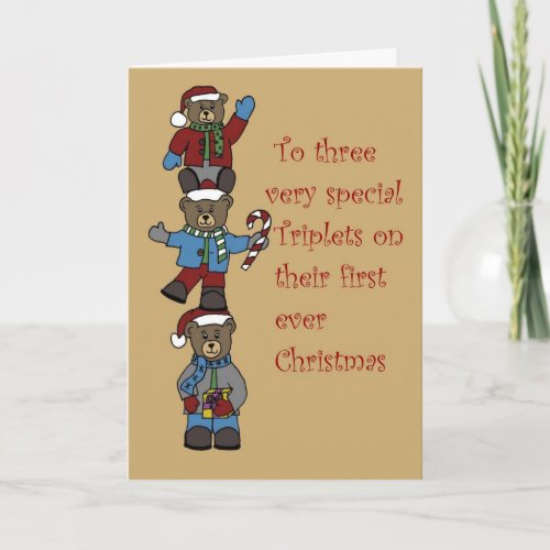 Triplets stacked for Christmas Holiday Card