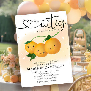 Triplets three Little Cuties Are On The Way Invitation