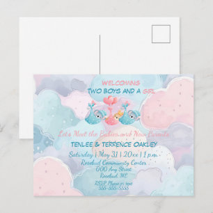 Triplets Two Boys and A Girl Shower Invite