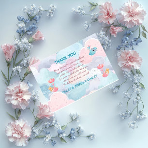 Triplets Two Girls and A Boy Thank You Card