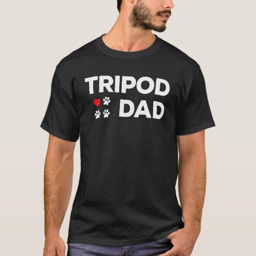 Tripod Dad 3-Legged Dog Paw Amputee Love and Heart T-Shirt