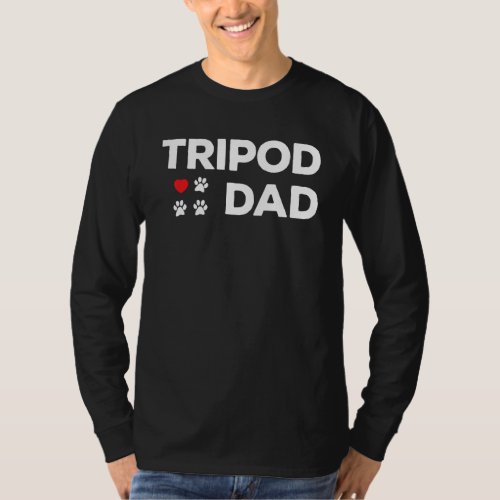 Tripod Dad 3-Legged Dog Paw Amputee Love and Heart T-Shirt