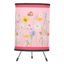 Tripod Lamp in Soft Pink with Tall Flower Design