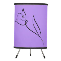 Tripod Lamp in Soft Purple with Minimalist Flower