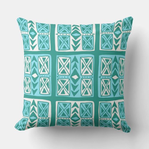 Tripoli Geometric Pattern Green Blue Throw Pillow