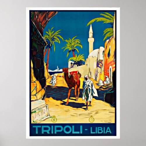 Tripoli Libia Libya Africa Vintage Travel Poster