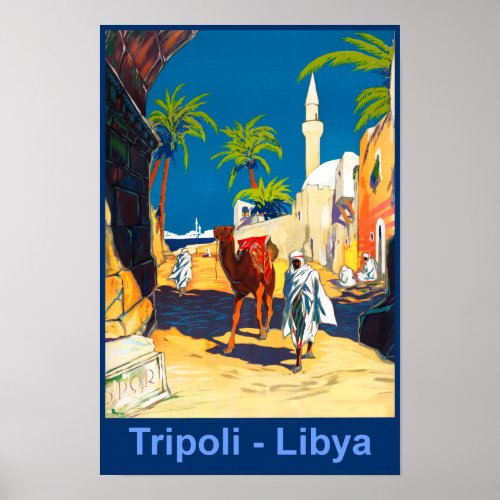 Tripoli Libya retro travel poster