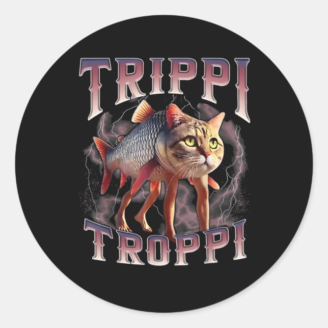 Trippi Troppi - Italian Brainrot Meme Cat  Classic Round Sticker (Front)