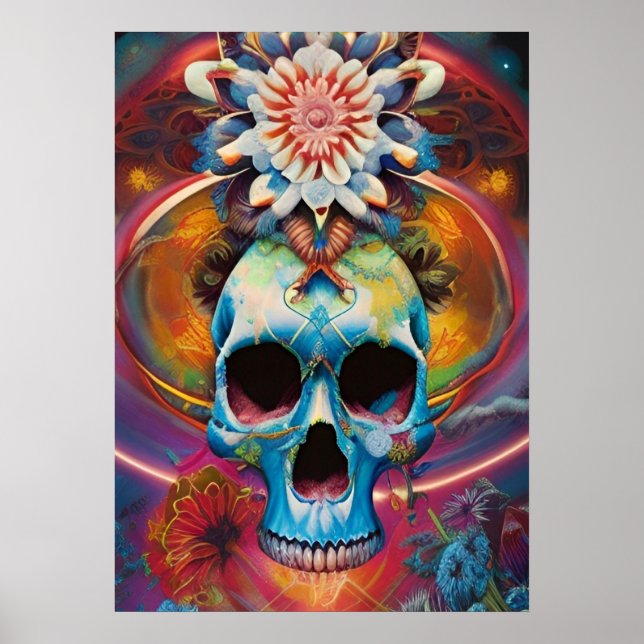 Tripping Balls Art - Tribal Skull Poster (Front)