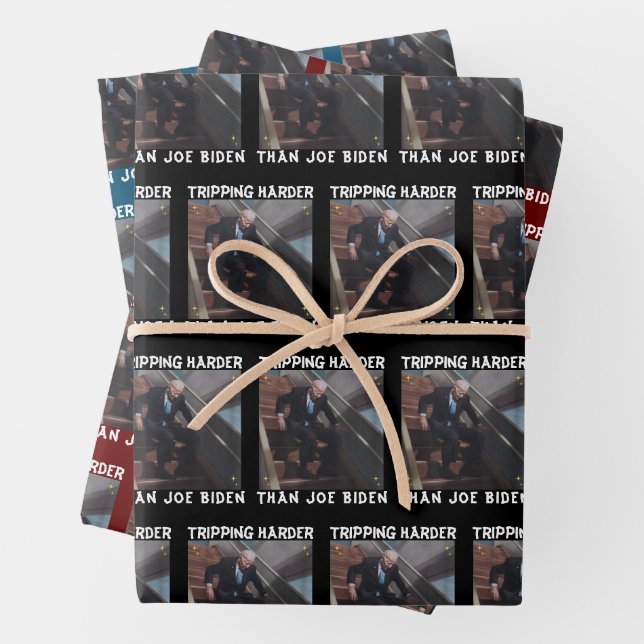 Tripping Harder Than Joe Biden Wrapping Paper Sheets (In situ)