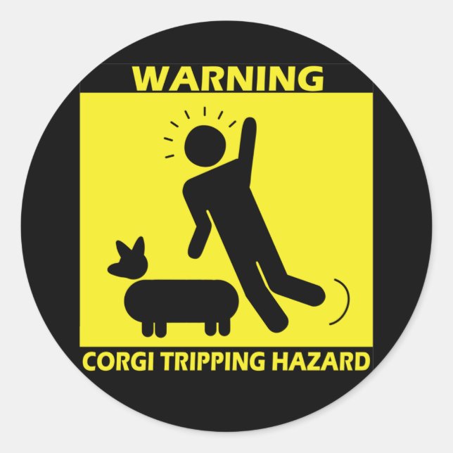 Tripping Hazard - Corgi Classic Round Sticker (Front)