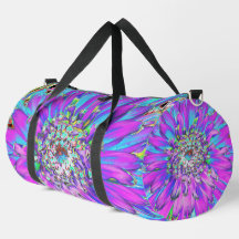 Trippy Abstract Aqua, Lime Green and Purple Dahlia