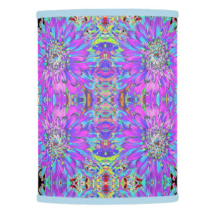 Trippy Abstract Aqua, Lime Green and Purple Dahlia Lamp Shade
