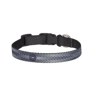 Trippy Abstract Black & White Stripes Rad Monogram Pet Collar