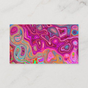 Trippy Abstract Magenta Rainbow Colors Retro Art Business Card