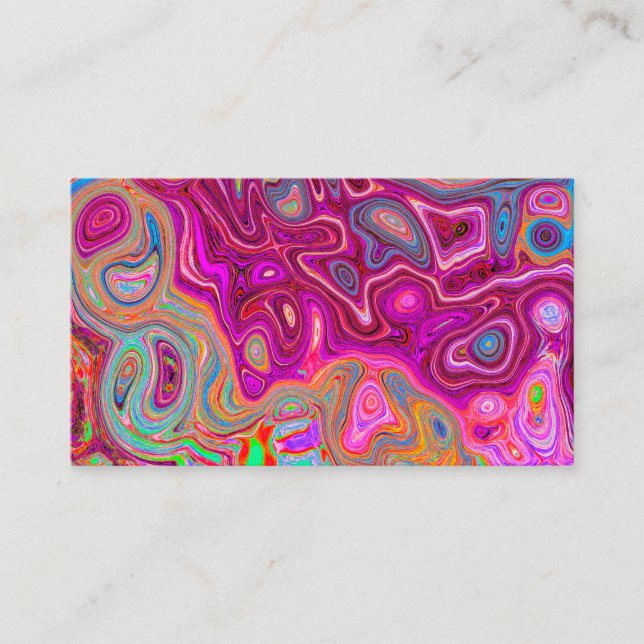 Trippy Abstract Magenta Rainbow Colors Retro Art Business Card (Front)