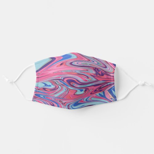 Trippy Abstract Marbled Art in Blue and Pink Adult Cloth Face Mask