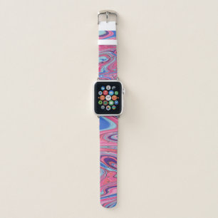 Trippy Abstract Marbled Art in Blue and Pink Apple Watch Band