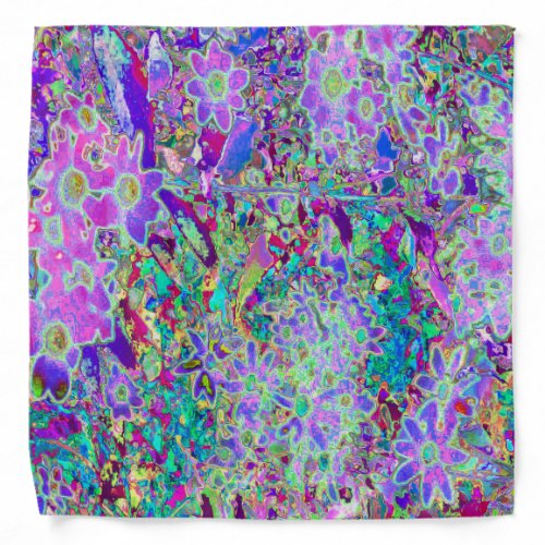 Trippy Abstract Pink and Purple Flowers Bandana