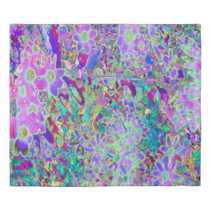 Trippy Abstract Pink and Purple Flowers Duvet Cover