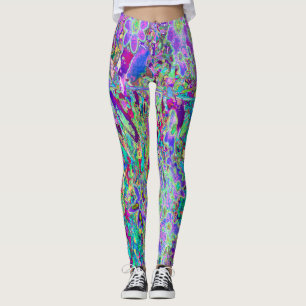 Trippy Abstract Pink and Purple Flowers Leggings