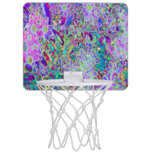 Trippy Abstract Pink and Purple Flowers Mini Basketball Hoop