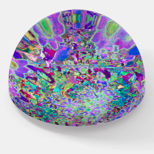 Trippy Abstract Pink and Purple Flowers Paperweight