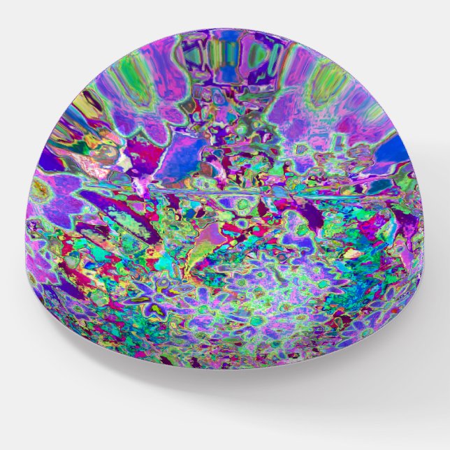 Trippy Abstract Pink and Purple Flowers Paperweight (Angled)