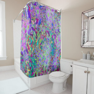Trippy Abstract Pink and Purple Flowers Shower Curtain