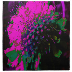 Trippy Abstract Retro Hot Pink and Black Flower Cloth Napkin
