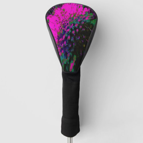 Trippy Abstract Retro Hot Pink and Black Flower Golf Head Cover