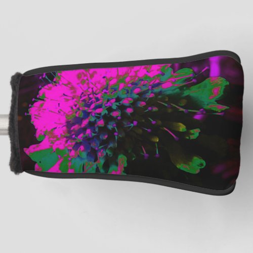 Trippy Abstract Retro Hot Pink and Black Flower Golf Head Cover