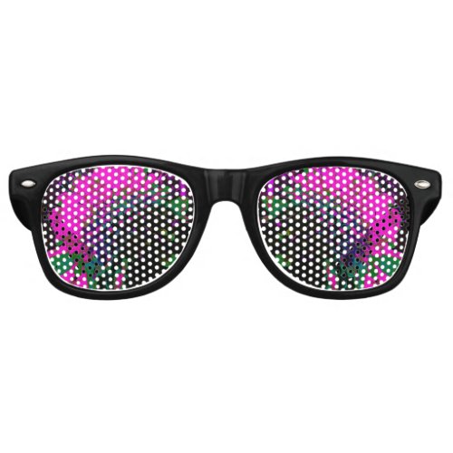 Trippy Abstract Retro Hot Pink and Black Flower Retro Sunglasses