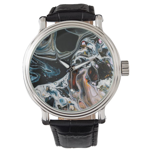 Trippy Abstract Surreal Swirls Art Watch (Front)