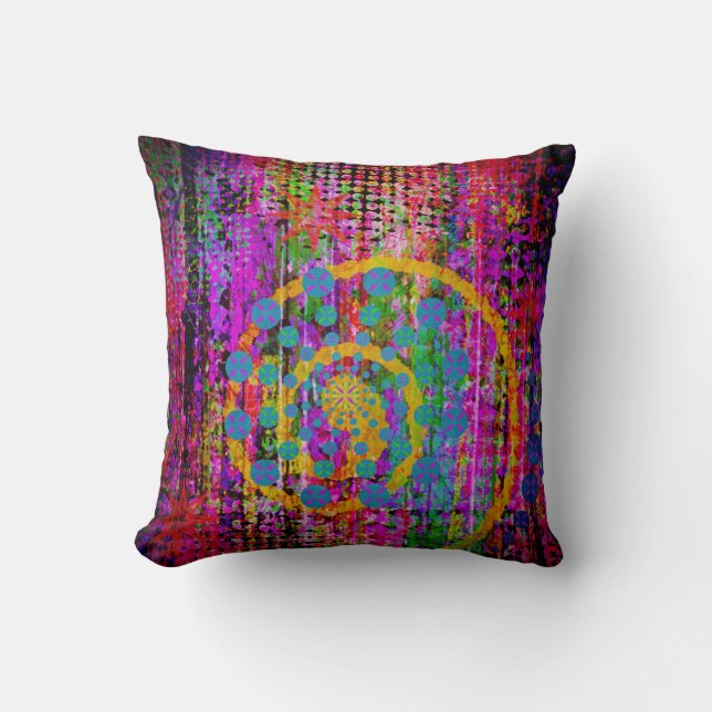 Trippy Abstract Throw Pillow (Front)