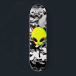Trippy Alien Camo Skateboard<br><div class="desc">Trippy Alien Camo Skateboard Deck by BigTexFunkadelic,  featuring a grey and white background with a yellow psychedelic alien head in the center.

© 2020 BigTexFunkadelic</div>