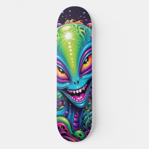 Trippy alien skateboard