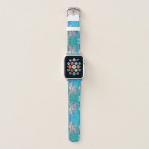 Trippy Aqua Sunrise with Psychedelic Flowers Apple Watch Band