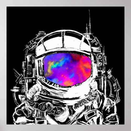 Trippy Astronaut Head Poster