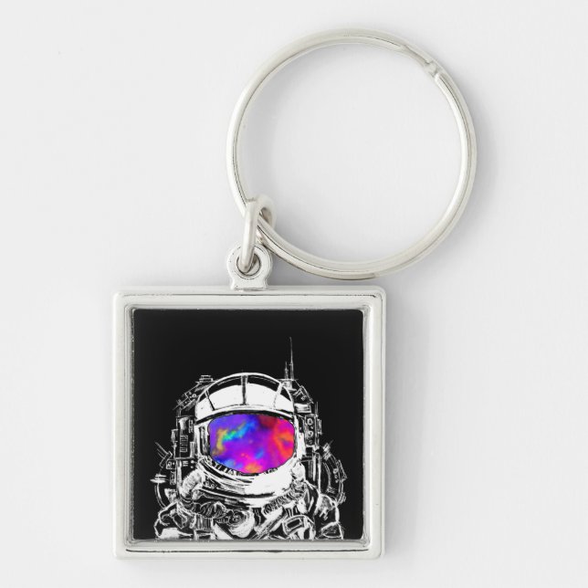 Trippy Astronaut Helmet Keychain (Front)
