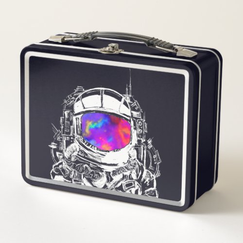 Trippy Astronaut Helmet Metal Lunch Box