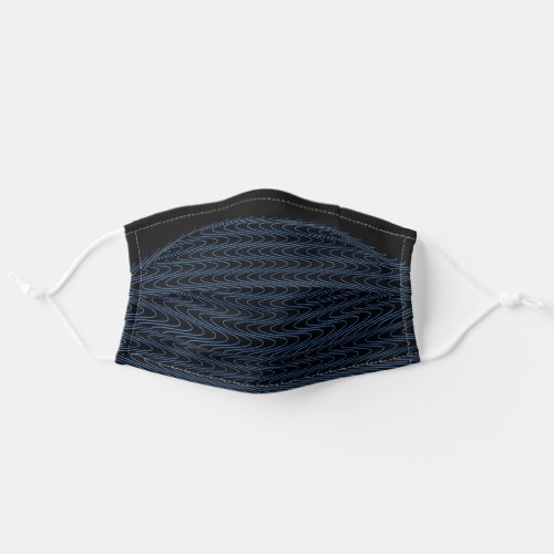 Trippy Black and Blue Wavy Stripes Abstract Cool Adult Cloth Face Mask