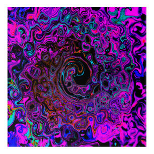 Trippy Black and Magenta Retro Liquid Swirl Acrylic Print