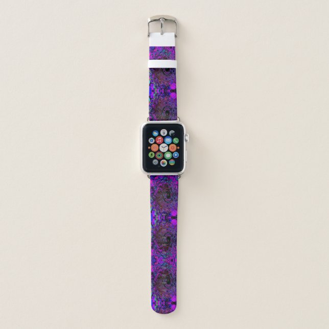 Trippy Black and Magenta Retro Liquid Swirl Apple Watch Band (Front)