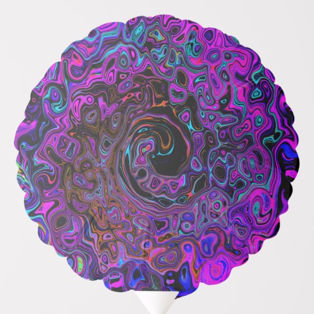 Trippy Black and Magenta Retro Liquid Swirl Balloon (Front)